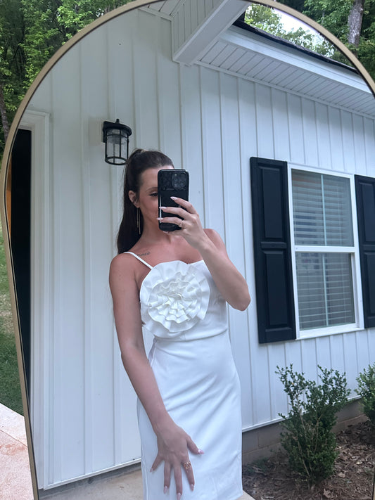 Rosette Bodycon Tube Dress- Off White
