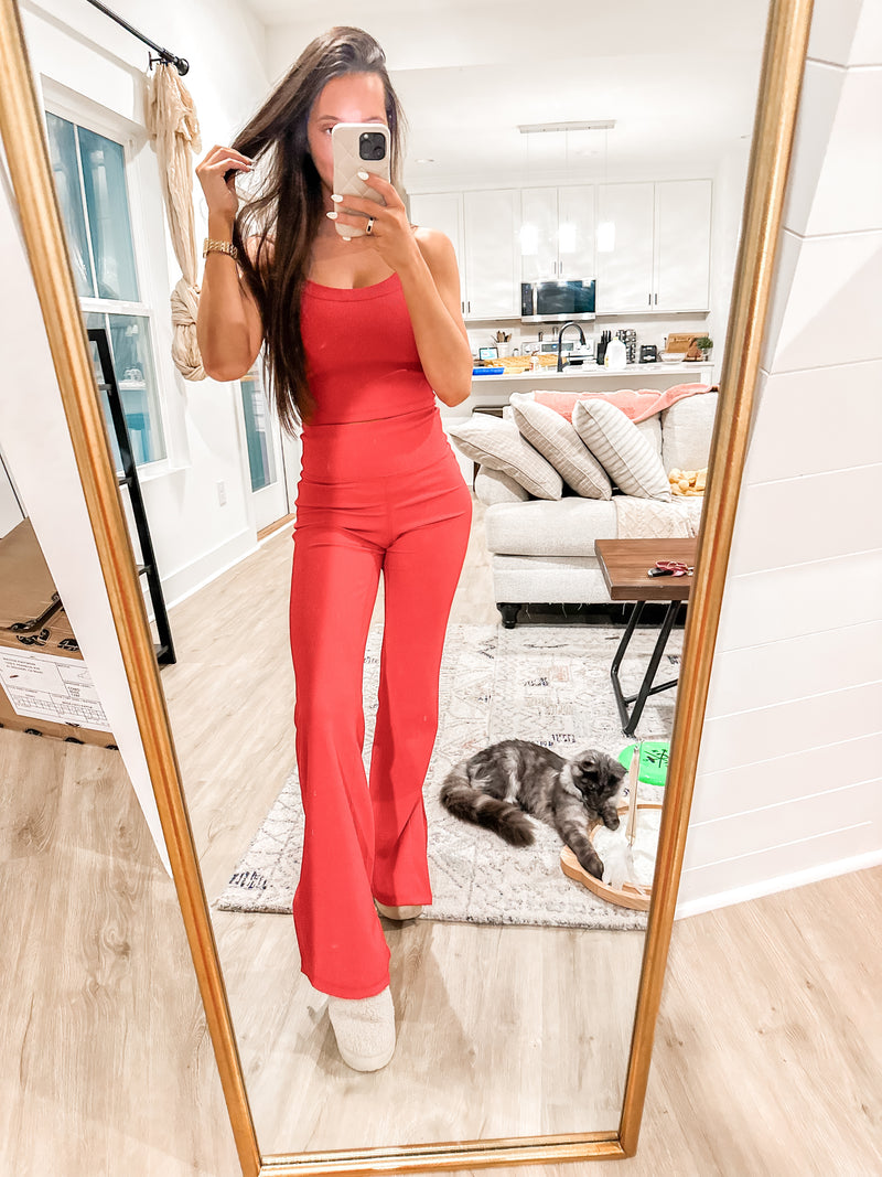 Crush Hour Ribbed Set- Red