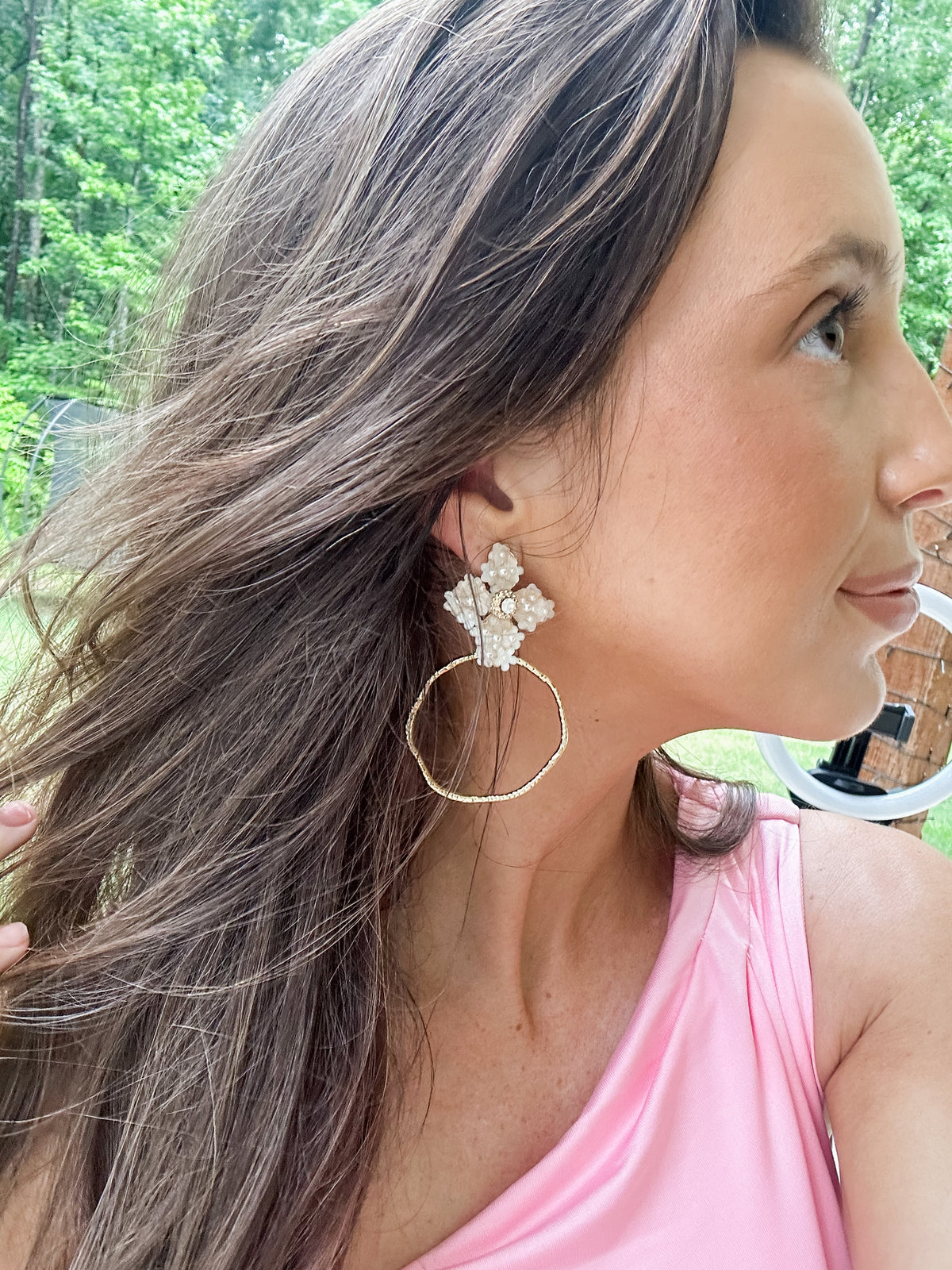 Jenna Pearl Flower Hoops