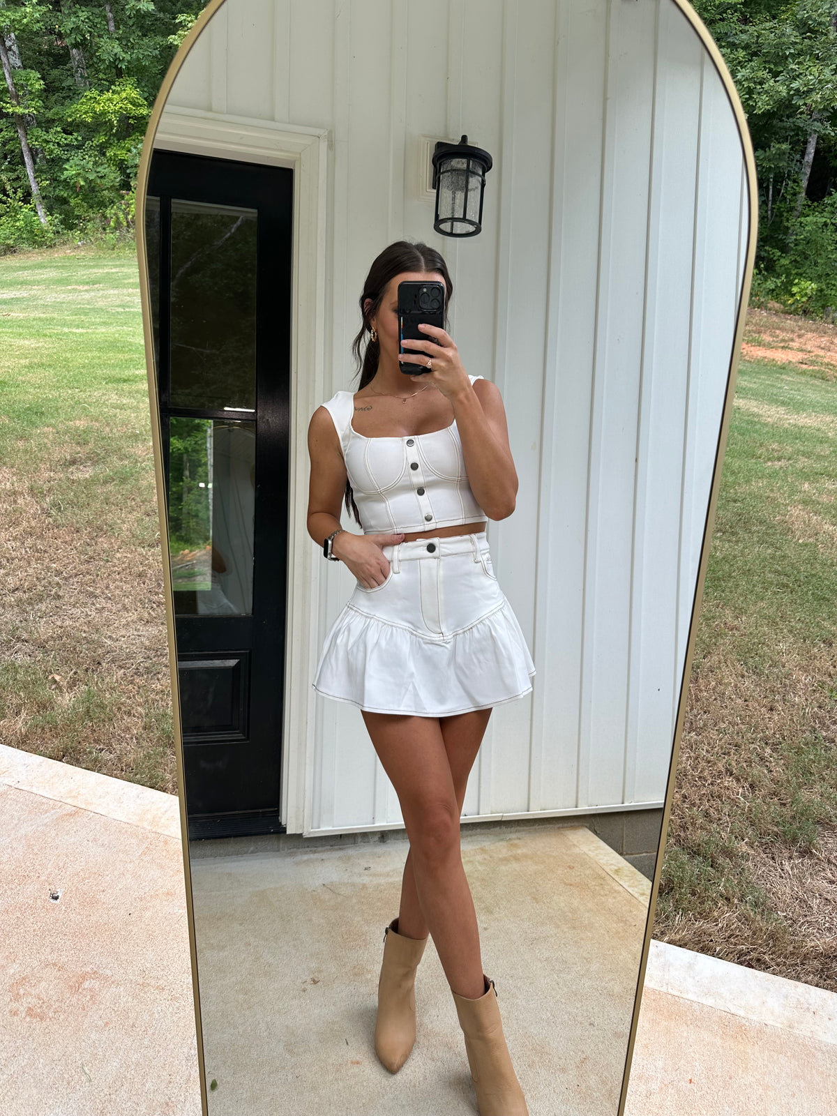 Megan Crop Top/ Skirt SET- White