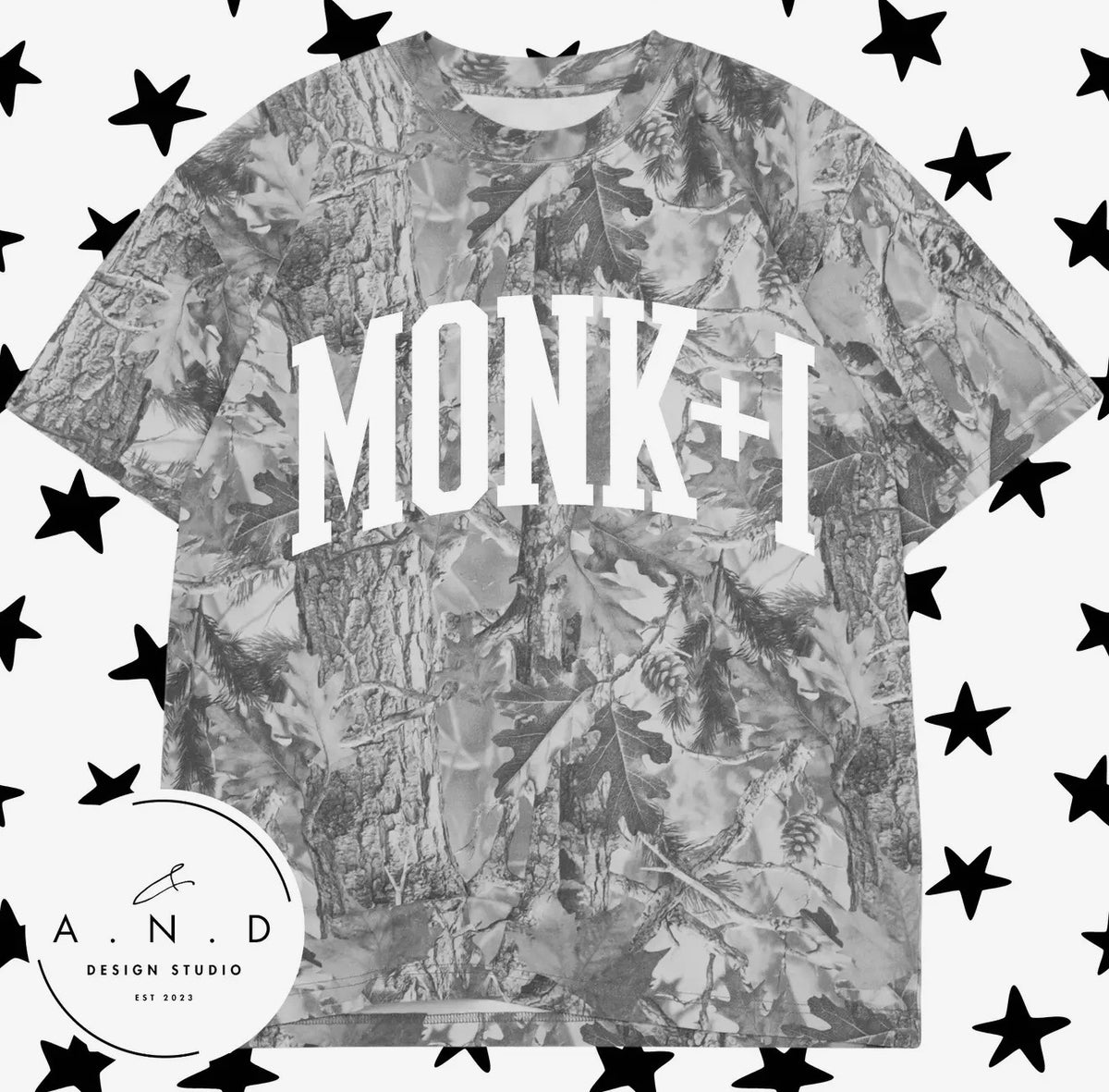 MONK+I Custom Camo Tee— Grey (PRE ORDER *ships in April*)