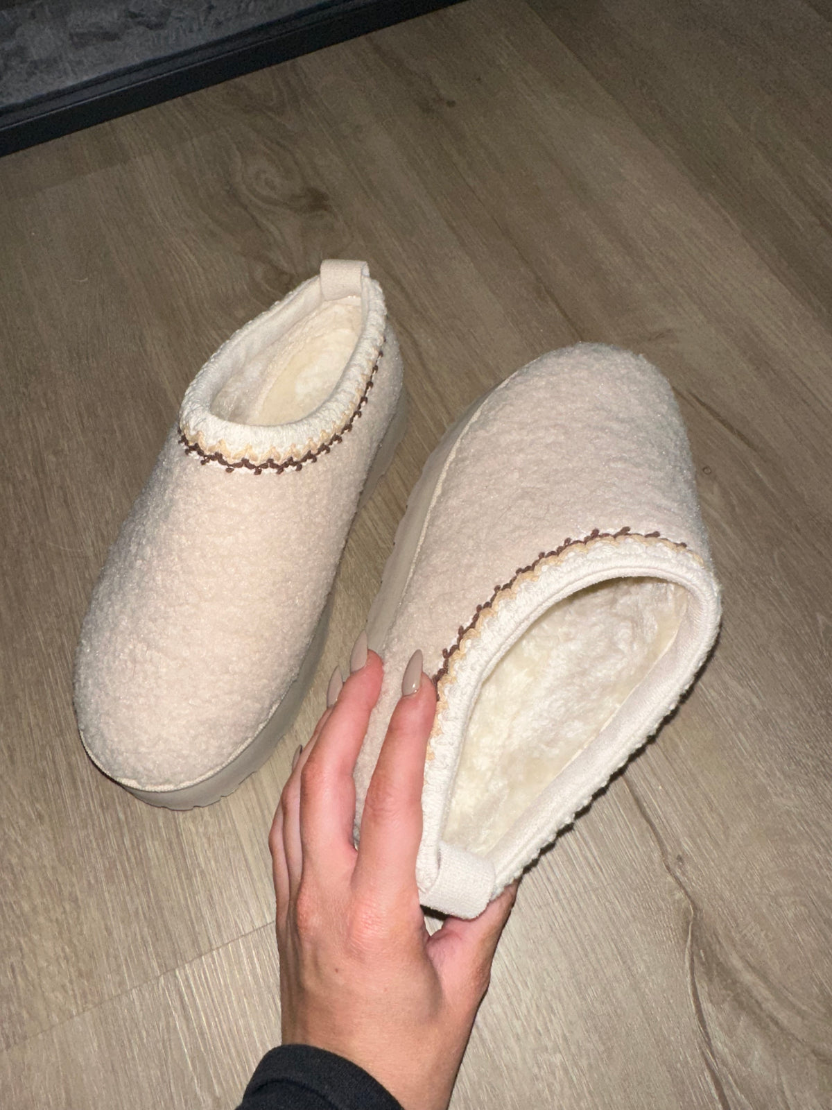 UGG Style Platform Slippers- Beige