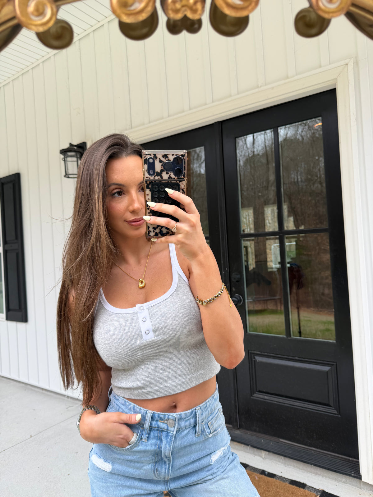 The Weekend Ribbed Tank— Heather Gray